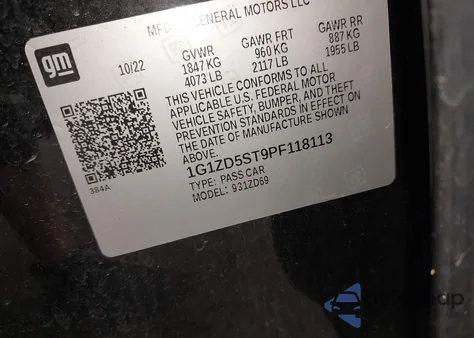 2023 Chevrolet Malibu Fwd 1Lt from USA, damaged, VIN 1G1ZD5ST9PF118113